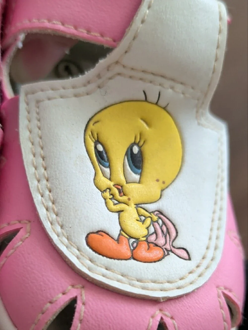 Warner Bros. Pink & White Tweety Baby Walker Sandals
